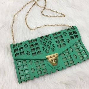 SOLD 🍓 Retro Teal and Gold MMS Design Studio Purse